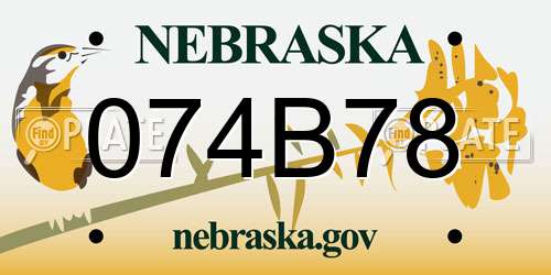 074B78 Nebraska License Plate