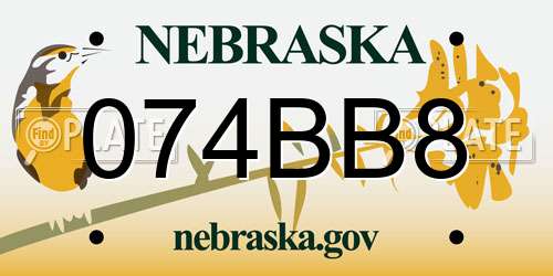 074BB8 Nebraska License Plate