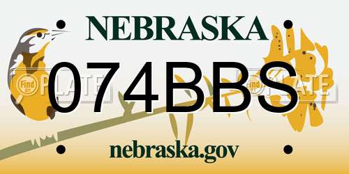 074BBS Nebraska License Plate