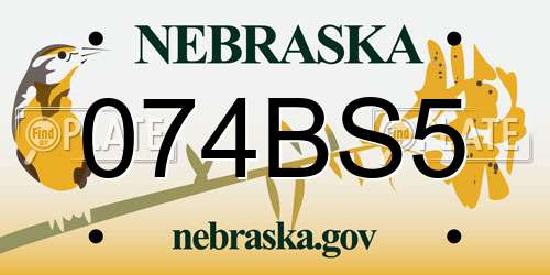 074BS5 Nebraska License Plate