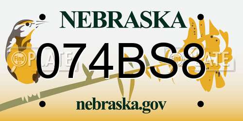 074BS8 Nebraska License Plate