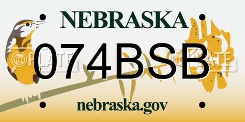 074BSB Nebraska License Plate