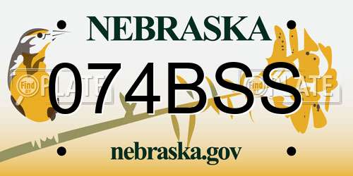 074BSS Nebraska License Plate