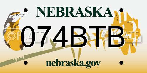 074BTB Nebraska License Plate