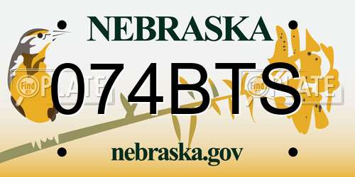 074BTS Nebraska License Plate
