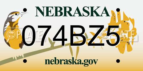 074BZ5 Nebraska License Plate