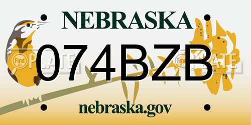 074BZB Nebraska License Plate