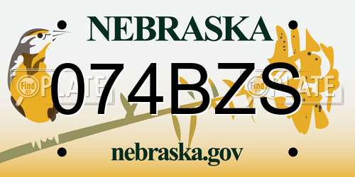074BZS Nebraska License Plate