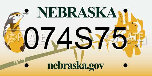 074S75 Nebraska License Plate