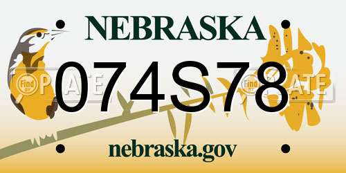 074S78 Nebraska License Plate