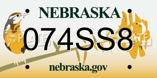 074SS8 Nebraska License Plate