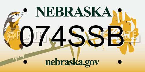 074SSB Nebraska License Plate