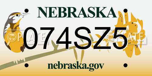 074SZ5 Nebraska License Plate