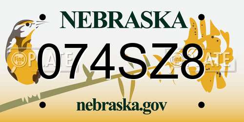 074SZ8 Nebraska License Plate