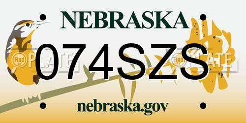 074SZS Nebraska License Plate