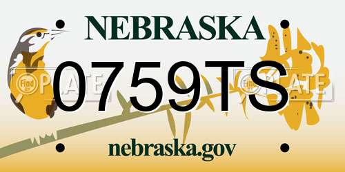 0759TS Nebraska License Plate
