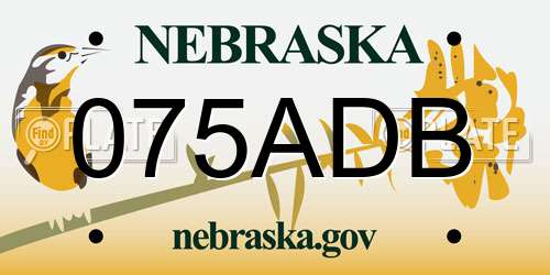 075ADB Nebraska License Plate