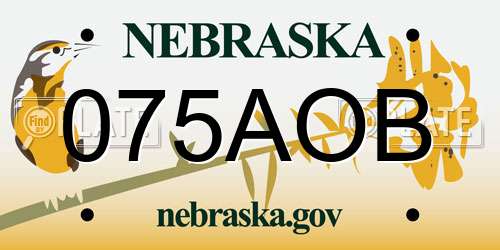 075AOB Nebraska License Plate
