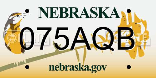 075AQB Nebraska License Plate