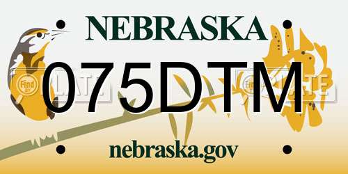 075DTM Nebraska License Plate