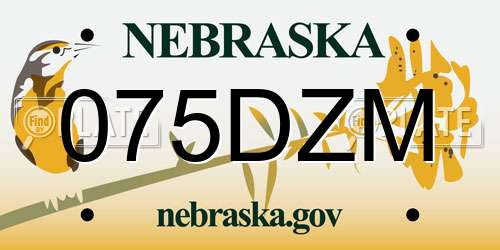 075DZM Nebraska License Plate