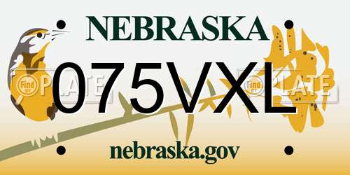 075VXL Nebraska License Plate