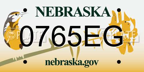 0765EG Nebraska License Plate