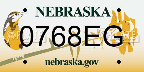 0768EG Nebraska License Plate