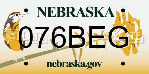 076BEG Nebraska License Plate