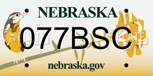 077BSC Nebraska License Plate