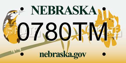 0780TM Nebraska License Plate