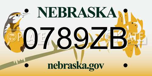 0789ZB Nebraska License Plate