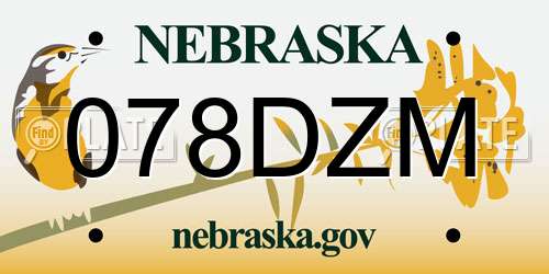 078DZM Nebraska License Plate
