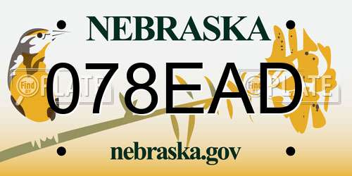 078EAD Nebraska License Plate