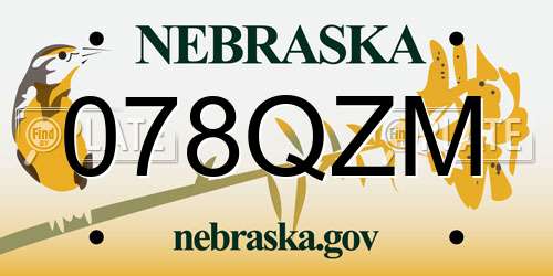 078QZM Nebraska License Plate