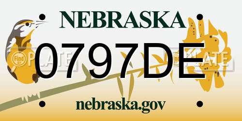 0797DE Nebraska License Plate
