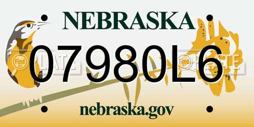07980L6 Nebraska License Plate
