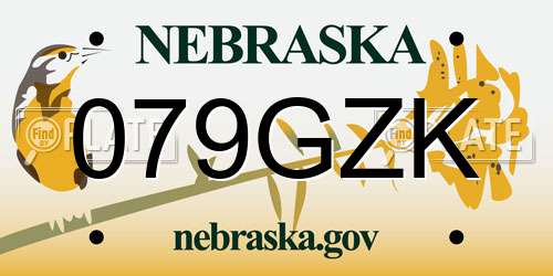 079GZK Nebraska License Plate