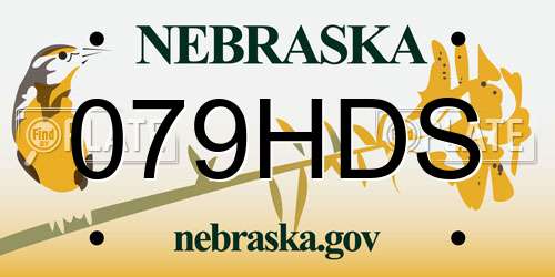 079HDS Nebraska License Plate