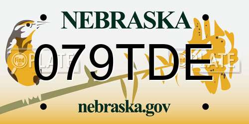 079TDE Nebraska License Plate