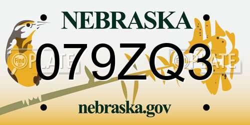 079ZQ3 Nebraska License Plate