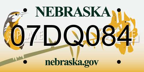 07DQ084 Nebraska License Plate