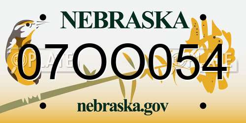 07OO054 Nebraska License Plate