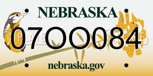 07OO084 Nebraska License Plate
