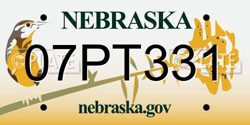 07PT331 Nebraska License Plate