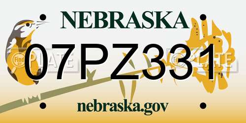 07PZ331 Nebraska License Plate