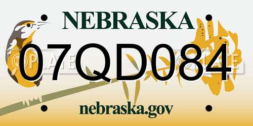 07QD084 Nebraska License Plate