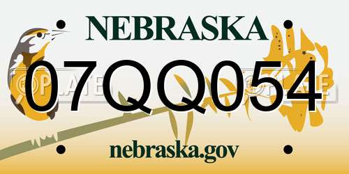 07QQ054 Nebraska License Plate