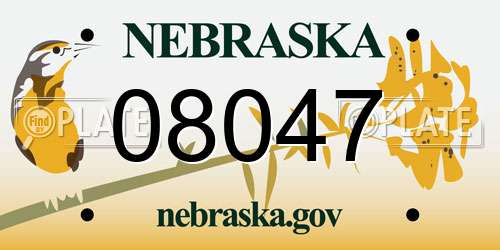 08047 Nebraska License Plate
