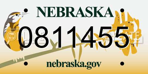 0811455 Nebraska License Plate